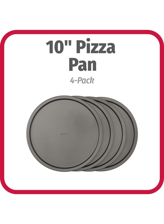 GoodCook Set of 4 Nonstick Steel 10" Personal Pizza Pans Set, Gray - Image 2