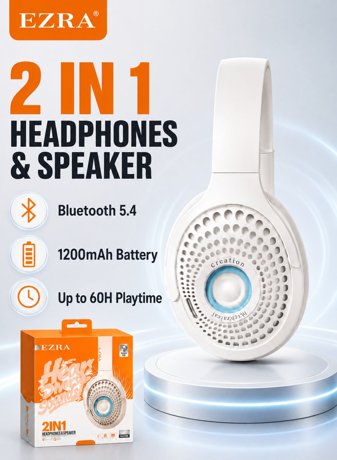ezra Ezra Wireless Bluetooth Headphones Over Ear With External Speaker 60h Playtime 2 H Z860E8532FC28A72C2C31Z