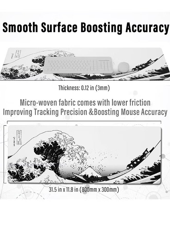 Haidue 800 * 300 * 3mm Big Gaming Mousepad, Edge Sewn Edge Wave Table Mat Extended XL Mousepad Non-Slip Base Splash Pad Keyboard And Mouse - Image 5