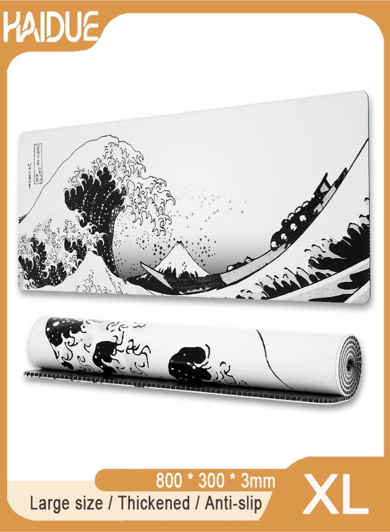 Haidue 800 * 300 * 3mm Big Gaming Mousepad, Edge Sewn Edge Wave Table Mat Extended XL Mousepad Non-Slip Base Splash Pad Keyboard And Mouse - Image 1