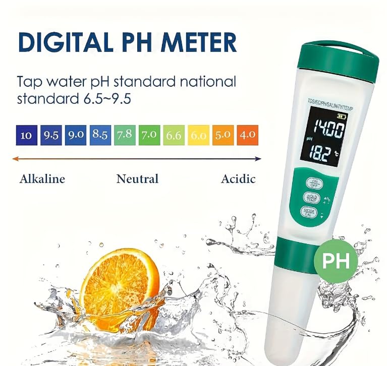 Meridian 5-in-1 Water Quality Tester for PH, TDS, EC, Salinity, and Temperature with Backlit Display - CT - Image 4