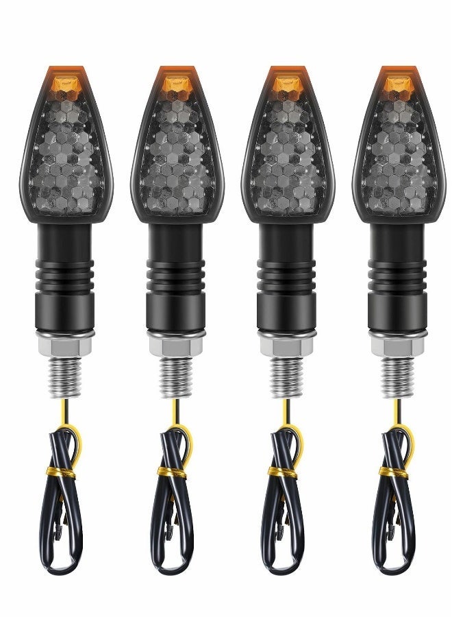 MUNTAQI Motorcycle Turn Signal Lights, 4 Pcs 12V Universal Motorbike LED Indicator Blinker Amber Lamp Mini Stalk Arrow Light Front Rear Lights for Motorcycles - Image 1