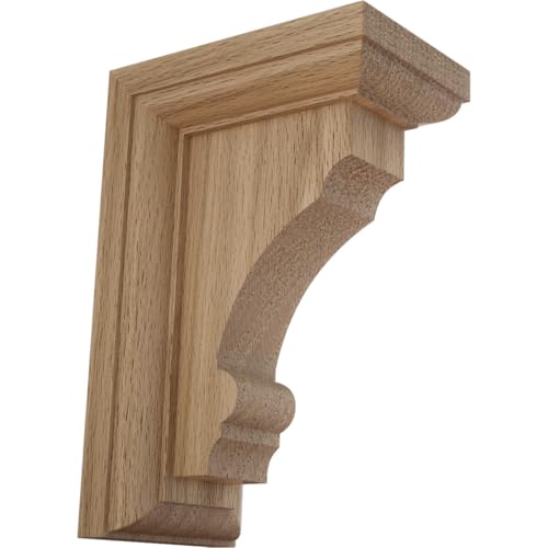 Ekena Millwork BKTW02X04X06TMRO Small Thompson Wood Wood Brackets, 2 1/2"W x 4"D x 6"H , Red Oak - Image 1