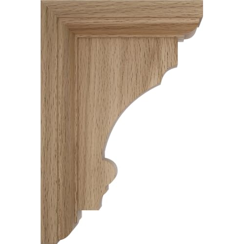 Ekena Millwork BKTW02X04X06TMRO Small Thompson Wood Wood Brackets, 2 1/2"W x 4"D x 6"H , Red Oak - Image 3