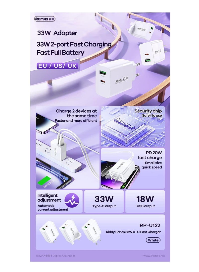 REMAX Kiddy Series 33W A+C Fast Charger White RP-U122 - Image 5