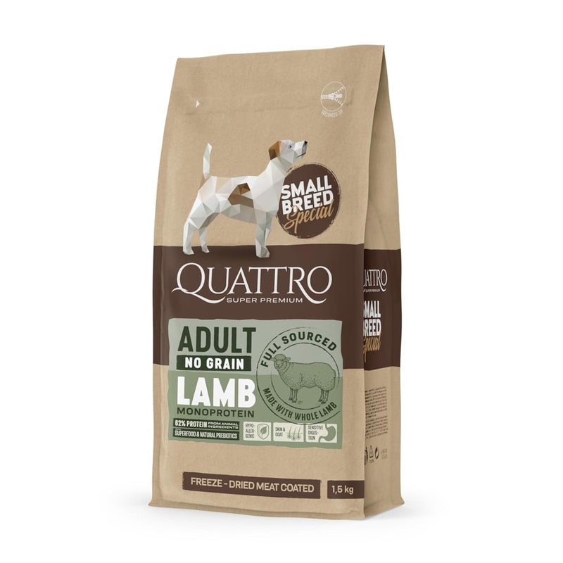 Quattro Super Premium Sensitive Dog Food for Mini Breeds - Lamb Monoprotein, 1.5 kg - Image 1