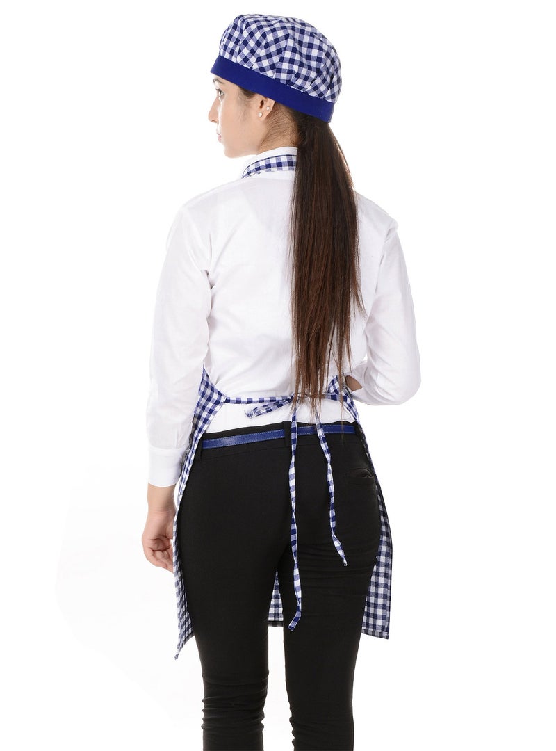 Switchon Kitchen Cotton Chef Apron with Cap – Pack of 2 | Blue Check Design | Free Size for Men & Women | For Home, Hotels, Restaurants, Cafés, Cooking, Art & Multi-purpose Use - Image 4