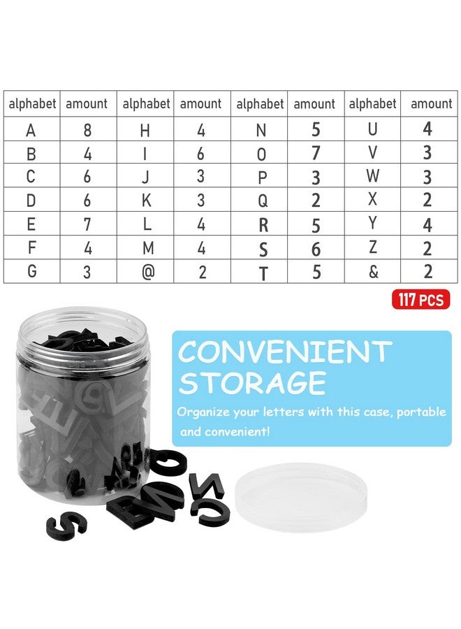 Lzttyee Decorative Magnetic Eva Alphabet Letters/Arabic Numerals For Refrigerator/White Board (117Pcs Letters Black) - Image 4