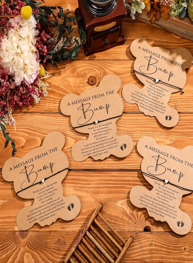 Henoyso 25 Sets Baby Shower Favors for Guests Baby Shower Adjustable Bracelets with 25 Message from The Bear Bump Card Footprints Charm for Girl Bear Gender Reveal Gifts - Image 2