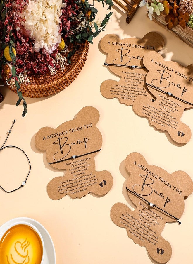 Henoyso 25 Sets Baby Shower Favors for Guests Baby Shower Adjustable Bracelets with 25 Message from The Bear Bump Card Footprints Charm for Girl Bear Gender Reveal Gifts - Image 3