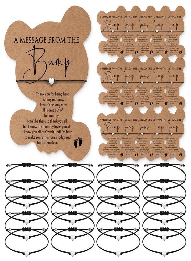 Henoyso 25 Sets Baby Shower Favors for Guests Baby Shower Adjustable Bracelets with 25 Message from The Bear Bump Card Footprints Charm for Girl Bear Gender Reveal Gifts - Image 1