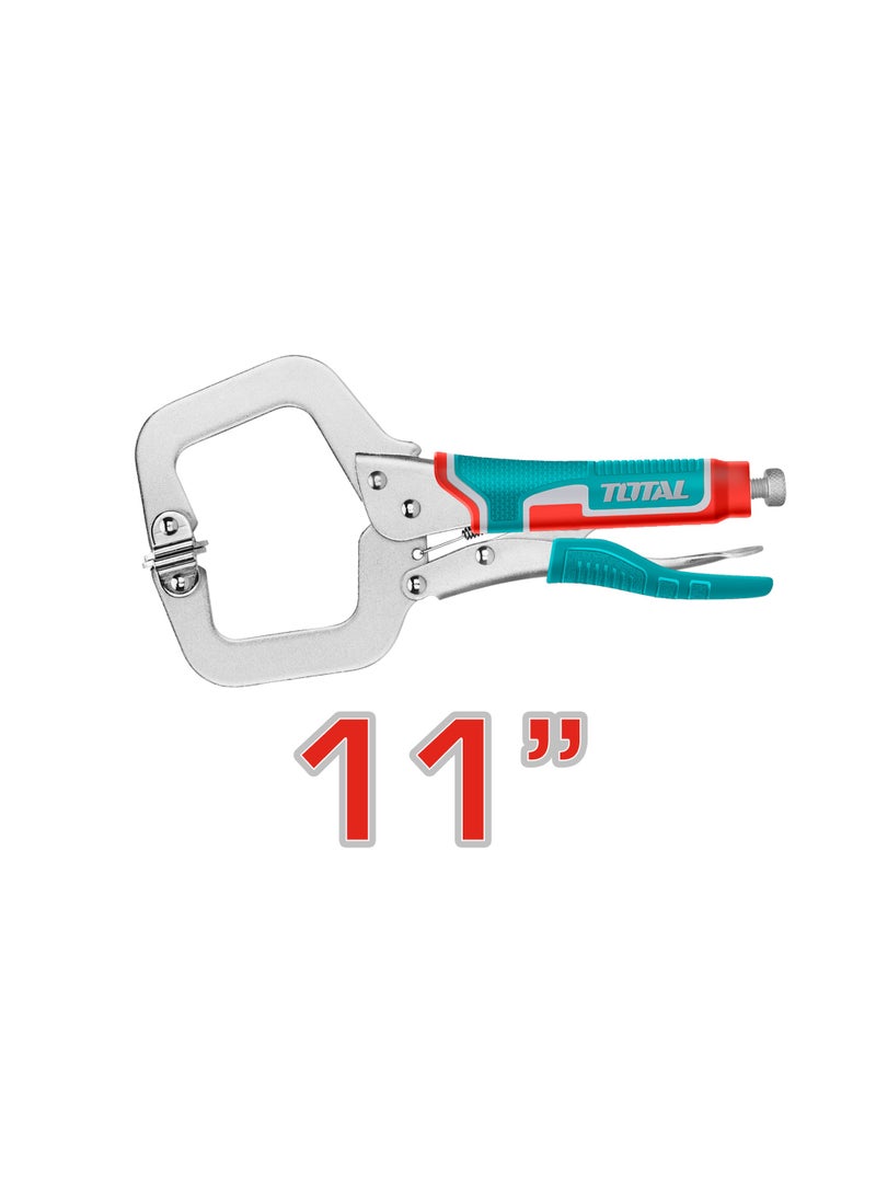 TOTAL 11-Inch C-Clamp Locking Pliers, Carbon Steel with Nickel Plated Finish, 0-95mm Opening Range, Comfort Grip Handle, 710g - Image 2