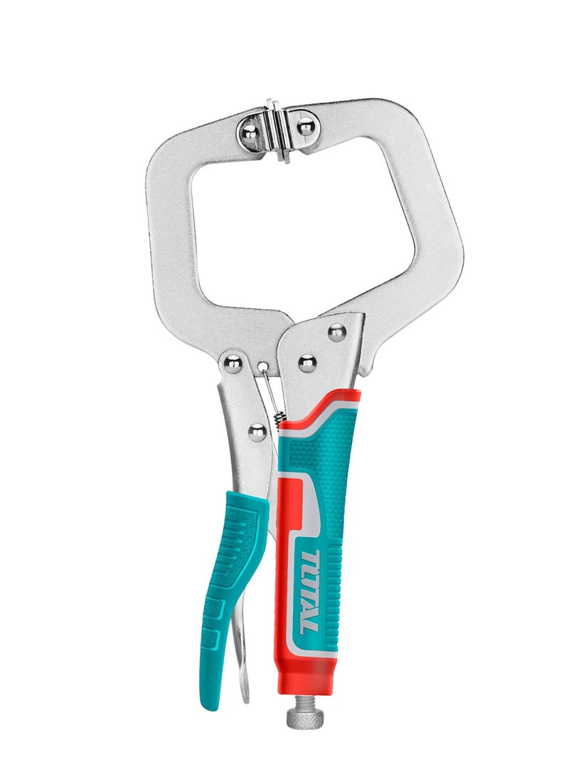 TOTAL 11-Inch C-Clamp Locking Pliers, Carbon Steel with Nickel Plated Finish, 0-95mm Opening Range, Comfort Grip Handle, 710g - Image 1