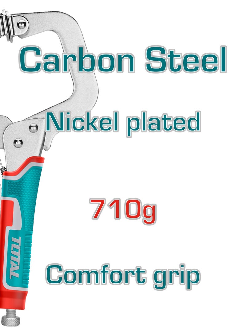 TOTAL 11-Inch C-Clamp Locking Pliers, Carbon Steel with Nickel Plated Finish, 0-95mm Opening Range, Comfort Grip Handle, 710g - Image 4