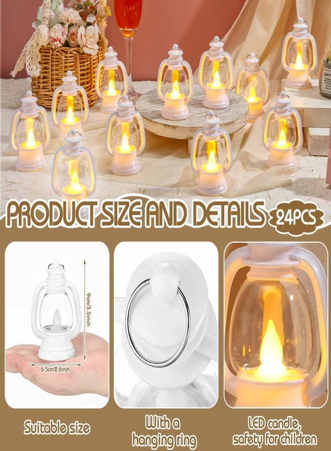 Ferraycle فيريكل 24 قطعة زينة فوانيس صغيرة 4 بوصة فوانيس غربية مركز طاولة زينة صغيرة للمخيمات مصابيح معلقة عتيقة بالجملة لحفلات زفاف رعاة البقر وحفلات الهالوين وعيد الميلاد (4 بوصة، أبيض) - Image 2