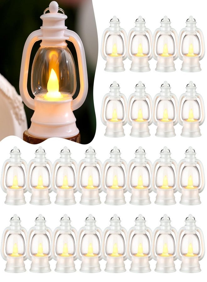 Ferraycle فيريكل 24 قطعة زينة فوانيس صغيرة 4 بوصة فوانيس غربية مركز طاولة زينة صغيرة للمخيمات مصابيح معلقة عتيقة بالجملة لحفلات زفاف رعاة البقر وحفلات الهالوين وعيد الميلاد (4 بوصة، أبيض) - Image 1