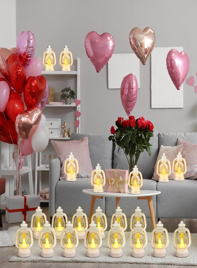 Ferraycle فيريكل 24 قطعة زينة فوانيس صغيرة 4 بوصة فوانيس غربية مركز طاولة زينة صغيرة للمخيمات مصابيح معلقة عتيقة بالجملة لحفلات زفاف رعاة البقر وحفلات الهالوين وعيد الميلاد (4 بوصة، أبيض) - Image 4