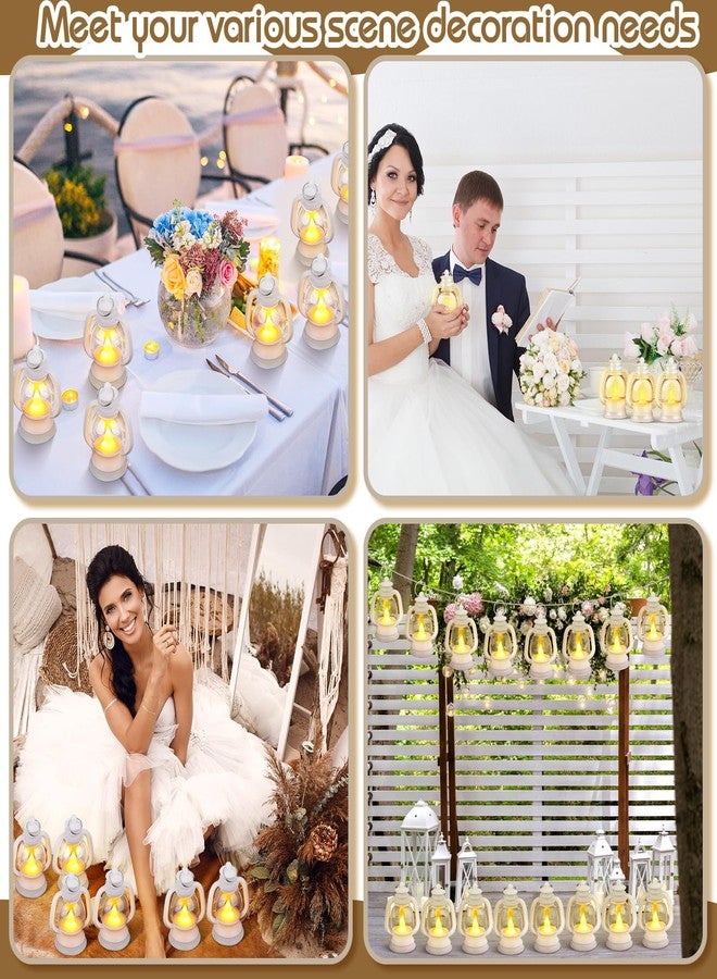 Ferraycle فيريكل 24 قطعة زينة فوانيس صغيرة 4 بوصة فوانيس غربية مركز طاولة زينة صغيرة للمخيمات مصابيح معلقة عتيقة بالجملة لحفلات زفاف رعاة البقر وحفلات الهالوين وعيد الميلاد (4 بوصة، أبيض) - Image 5