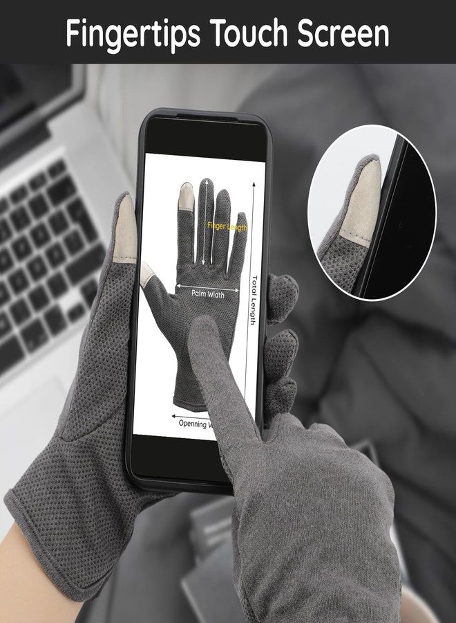 Segbeauty 6 Pairs Cotton Gloves Touchscreen, Hand Moisturizing Gloves Overnight for Women, Finger Touch Screen Moisturizer Gloves for Dry Hand, Non-Slip Cotton Work Gloves Lotion Gloves Gray - Image 2