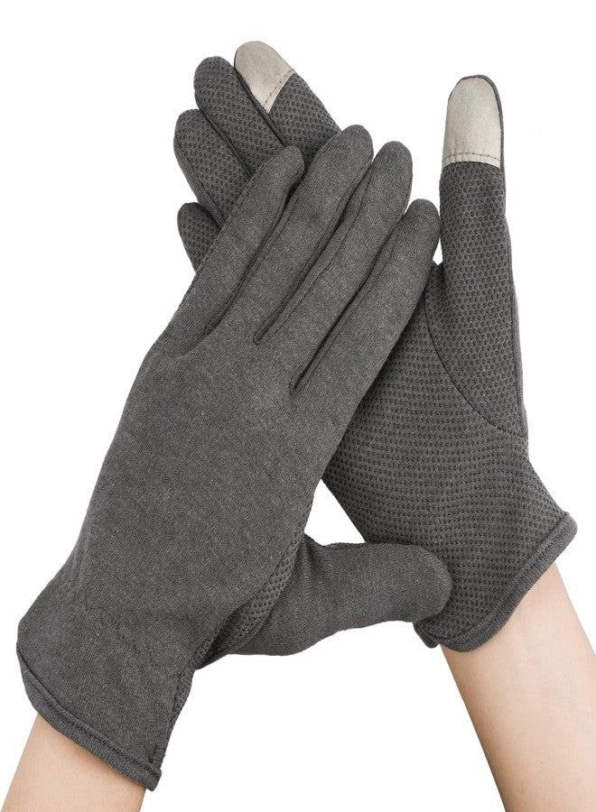 Segbeauty 6 Pairs Cotton Gloves Touchscreen, Hand Moisturizing Gloves Overnight for Women, Finger Touch Screen Moisturizer Gloves for Dry Hand, Non-Slip Cotton Work Gloves Lotion Gloves Gray - Image 1