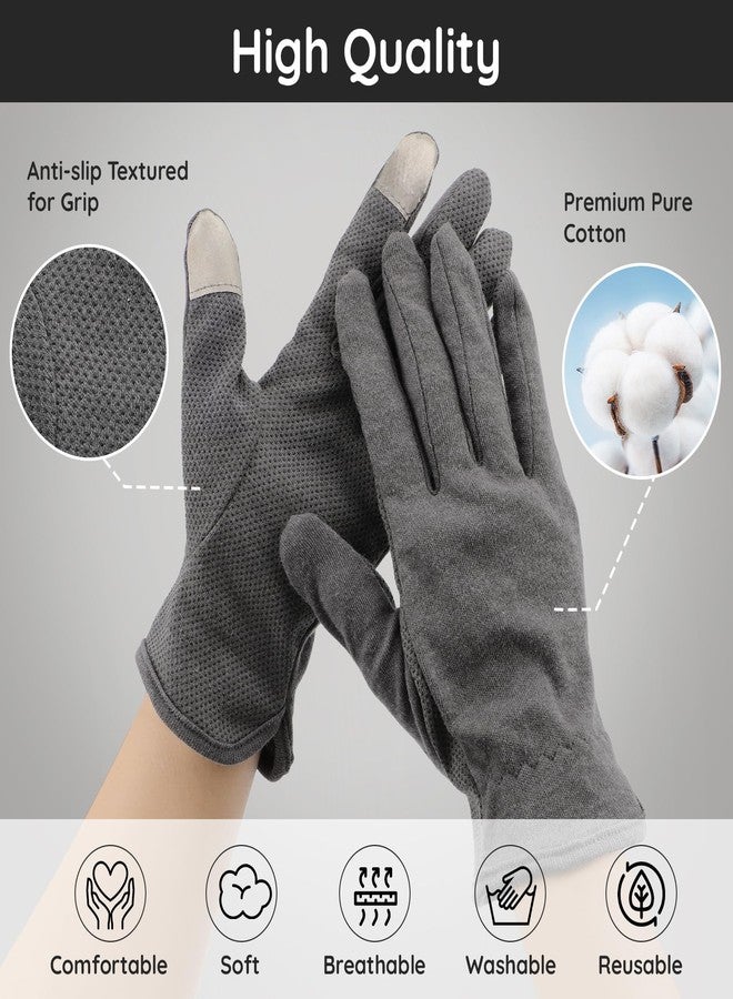 Segbeauty 6 Pairs Cotton Gloves Touchscreen, Hand Moisturizing Gloves Overnight for Women, Finger Touch Screen Moisturizer Gloves for Dry Hand, Non-Slip Cotton Work Gloves Lotion Gloves Gray - Image 3