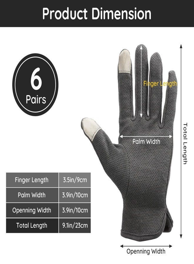 Segbeauty 6 Pairs Cotton Gloves Touchscreen, Hand Moisturizing Gloves Overnight for Women, Finger Touch Screen Moisturizer Gloves for Dry Hand, Non-Slip Cotton Work Gloves Lotion Gloves Gray - Image 5