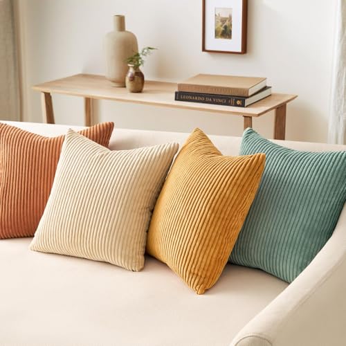 Topfinel Decorative Throw Pillow Covers Cushion Cases, Set of 4 Soft Velvet Modern Double-Sided Designs, Mix and Match for Home Decor, Pillow Inserts Not Included (16x16 inch, Orange/Teal) - Image 4