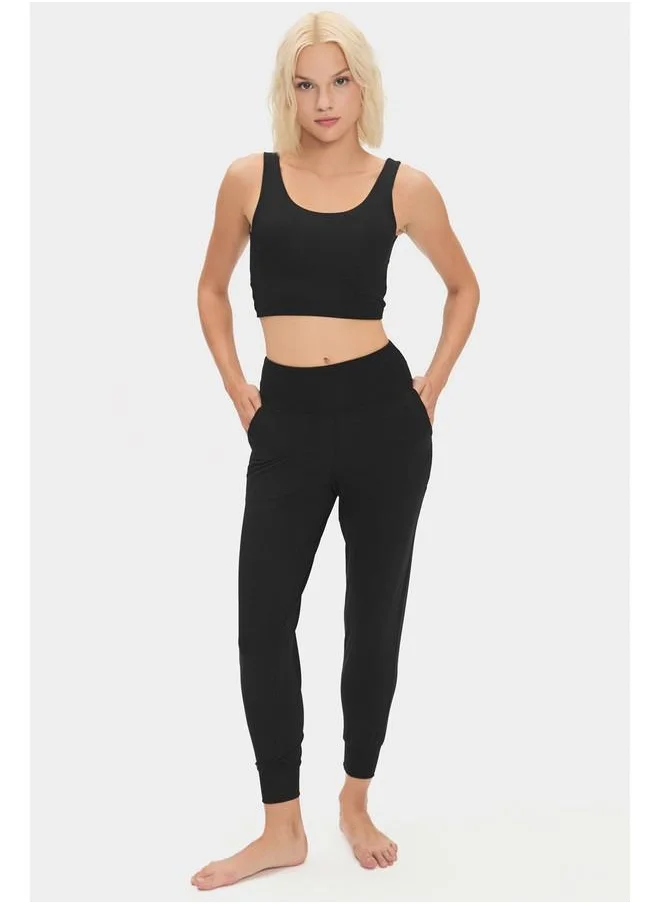 JUNE June Women High Waist Jogger Sweatpant Black