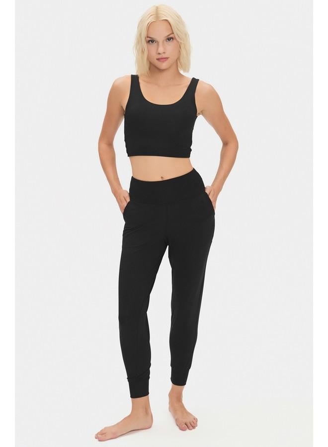 June Women High Waist Jogger Sweatpant Black - Image 2