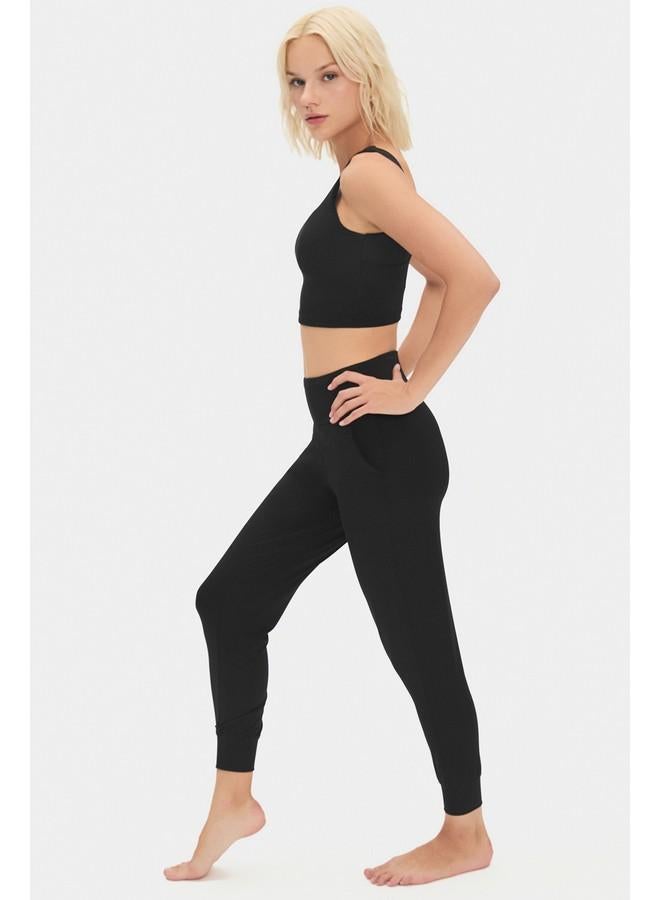 June Women High Waist Jogger Sweatpant Black - Image 3