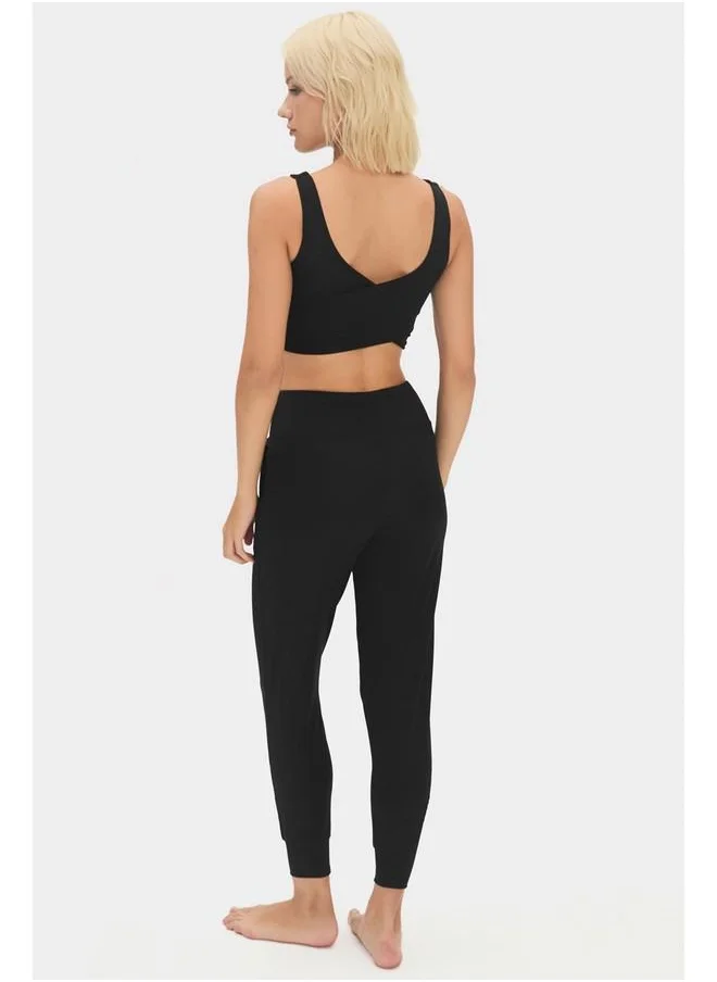 JUNE June Women High Waist Jogger Sweatpant Black