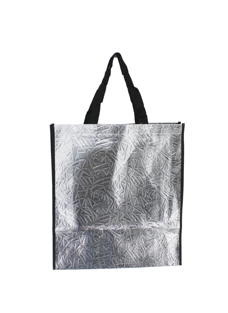 PARTY FUN Non-Woven Fabric Bag 34.5x12x38cm, Elegant Silver Tote for Stylish Convenience  - Image 5