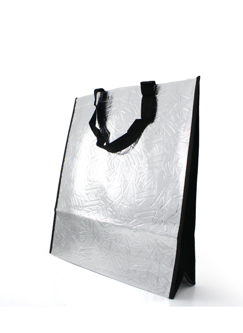 PARTY FUN Non-Woven Fabric Bag 34.5x12x38cm, Elegant Silver Tote for Stylish Convenience  - Image 2