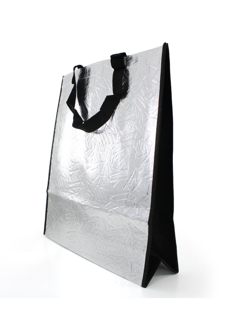 PARTY FUN Non-Woven Fabric Bag 34.5x12x38cm, Elegant Silver Tote for Stylish Convenience  - Image 3