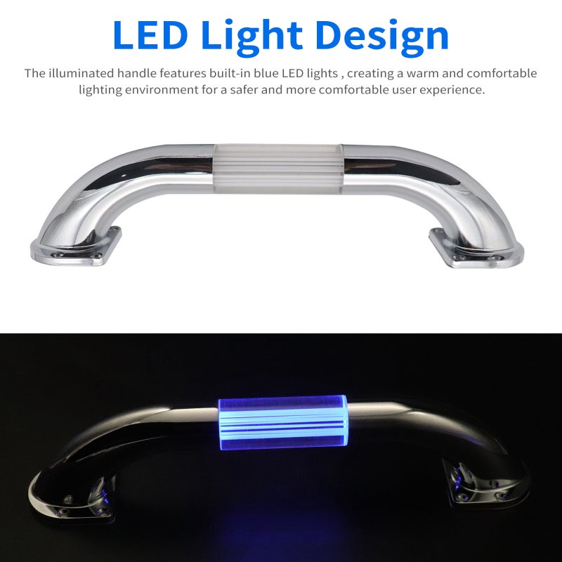 مدراج يدوي LED بحجم 13 بوصة لون فضي من سبائك الزنك الفاخرة ومواد الأكريليك - إضاءة شاحنات التنقل المتنقلة بقوة تحمل متينة تبلغ 300 رطل للاستخدام في شاحنات التنقل المتنقلة، والقوارب، والمركبات المخيمية كملحق مركبي - Image 3