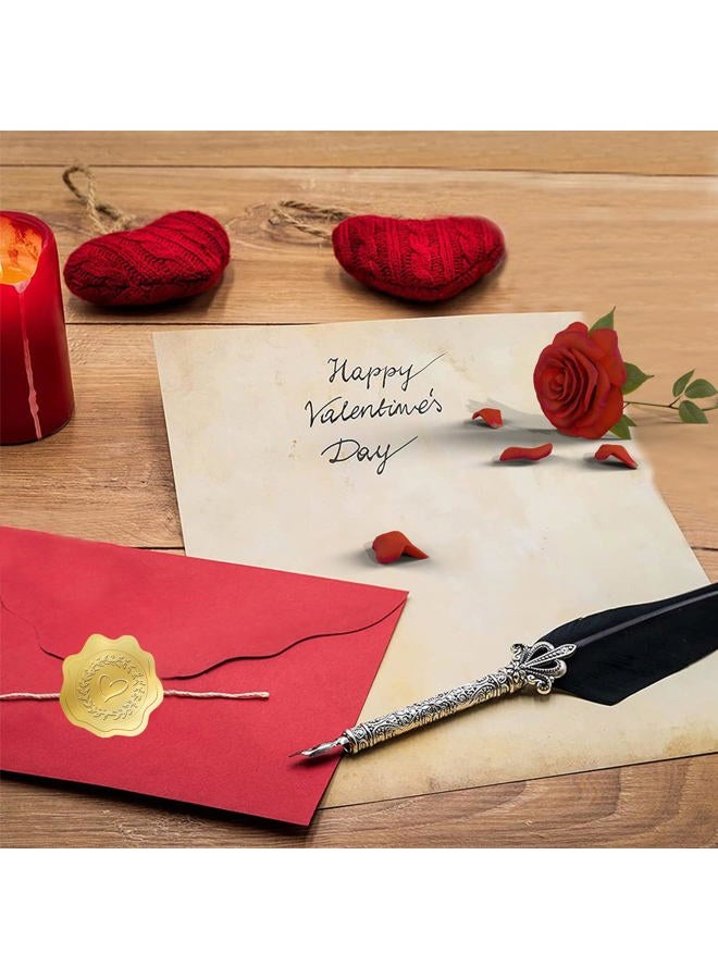 Matio 400PCS Embossed Gold Foil Stickers,1.5 In Wax Seal-Like Heart Sticker with Self Adhesive Envelope Seals,Love Gold Stickers for Envelopes,Wedding Invitations,Thank You Greeting Cards,Party Favors - Image 3