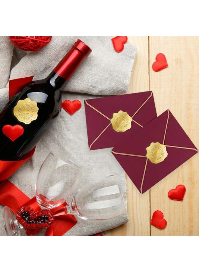 Matio 400PCS Embossed Gold Foil Stickers,1.5 In Wax Seal-Like Heart Sticker with Self Adhesive Envelope Seals,Love Gold Stickers for Envelopes,Wedding Invitations,Thank You Greeting Cards,Party Favors - Image 5