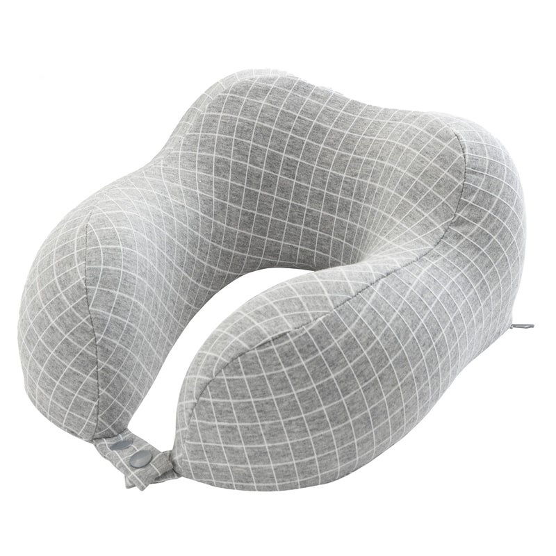 Travel Pillow Memory Foam Pillow with Washable Cover Neck Pillows for Sleeping on Airplanes Trains Cars and Buses by HomeComplete Gray