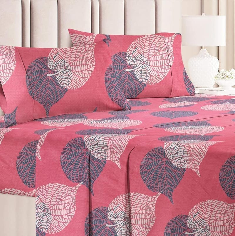 BSB HOME Premium Double Bedsheet with 2 Pillow Covers - 160 TC Supersoft Microfiber - Breathable & Wrinkle Free - 3 Pcs Set | Pink and Grey - Image 1