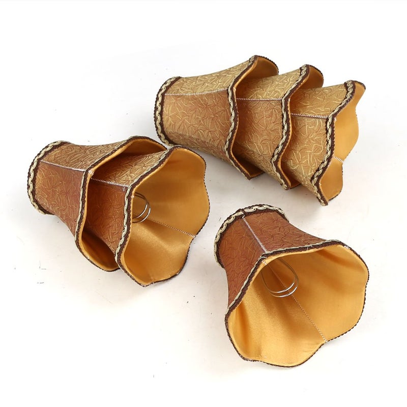 Fuloon مصباح حائط حديث على الطراز الأوروبي مع مشبك، مصباح شاندليير مع غطاء شمعة 6 قطع (بني) - Image 1