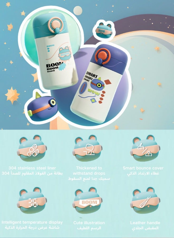 زجاجة مياه ذكية للأطفال الرياضيين بشاشة عرض LED لدرجة الحرارة، مفرغة مزدوجة الجدران، تحافظ على دفء المشروبات لمدة 12 ساعة وبرودتها لمدة 6 ساعات - Image 3