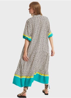 JUNE Balloon Sleeve V-Neck Button Detail Dress  - Image 2