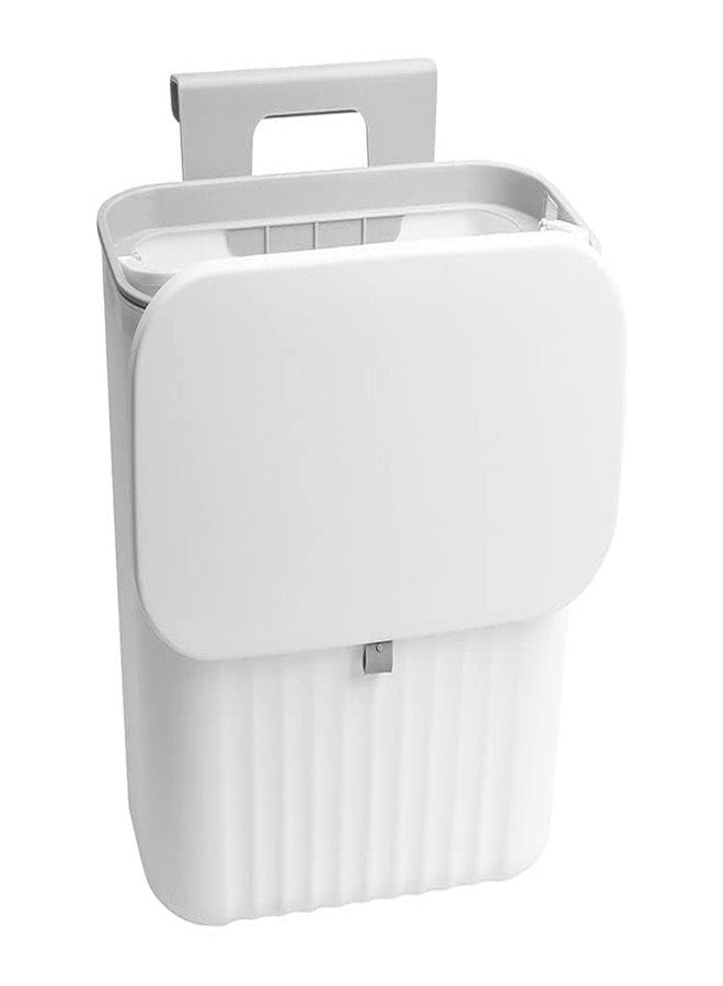 Zollyss Hanging Trash Can with Lid, Kitchen Garbage Bin Food Waste Container Kitchen Compost Bin Wall Mounted Trash Can for Kitchen, Cupboard, Bathroom, Bedroom, Office, Under Sink - White - Image 1