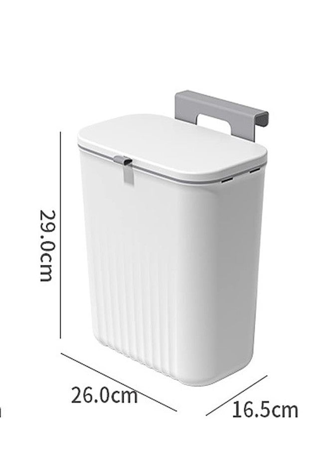 Zollyss Hanging Trash Can with Lid, Kitchen Garbage Bin Food Waste Container Kitchen Compost Bin Wall Mounted Trash Can for Kitchen, Cupboard, Bathroom, Bedroom, Office, Under Sink - White - Image 2
