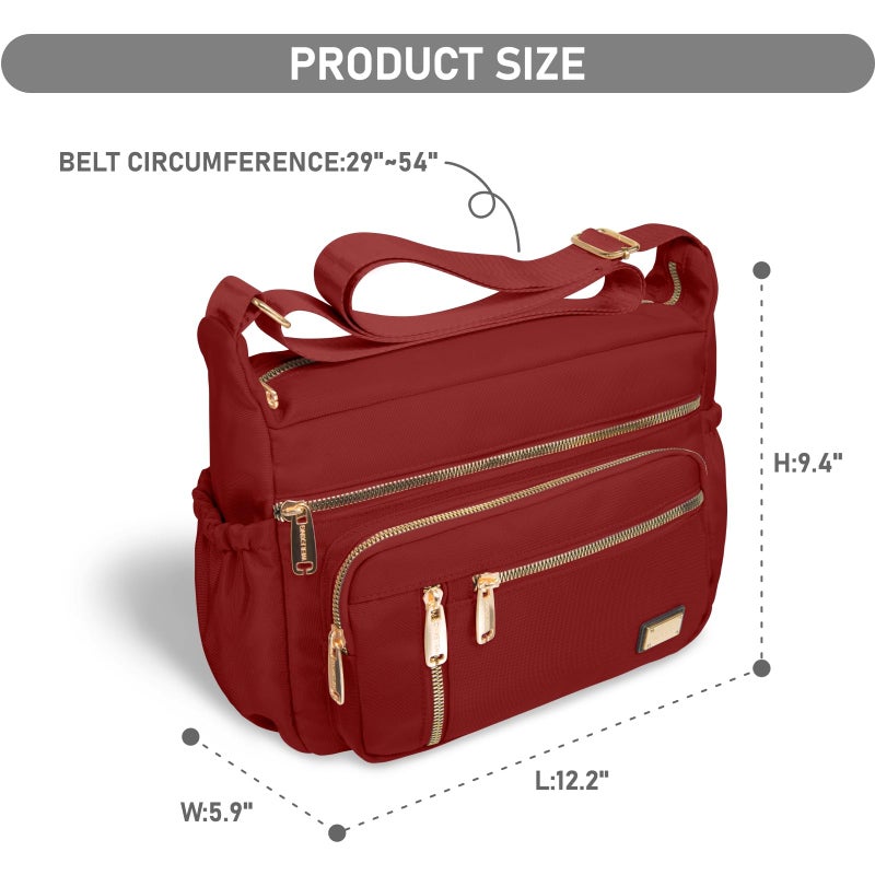 NPBAG Crossbody Bag for Women, Nylon Shoulder Purse Handbag Messenger Bag, Trendy Pocketbooks, Waterproof and Multi-Pockets (Red) - Image 4