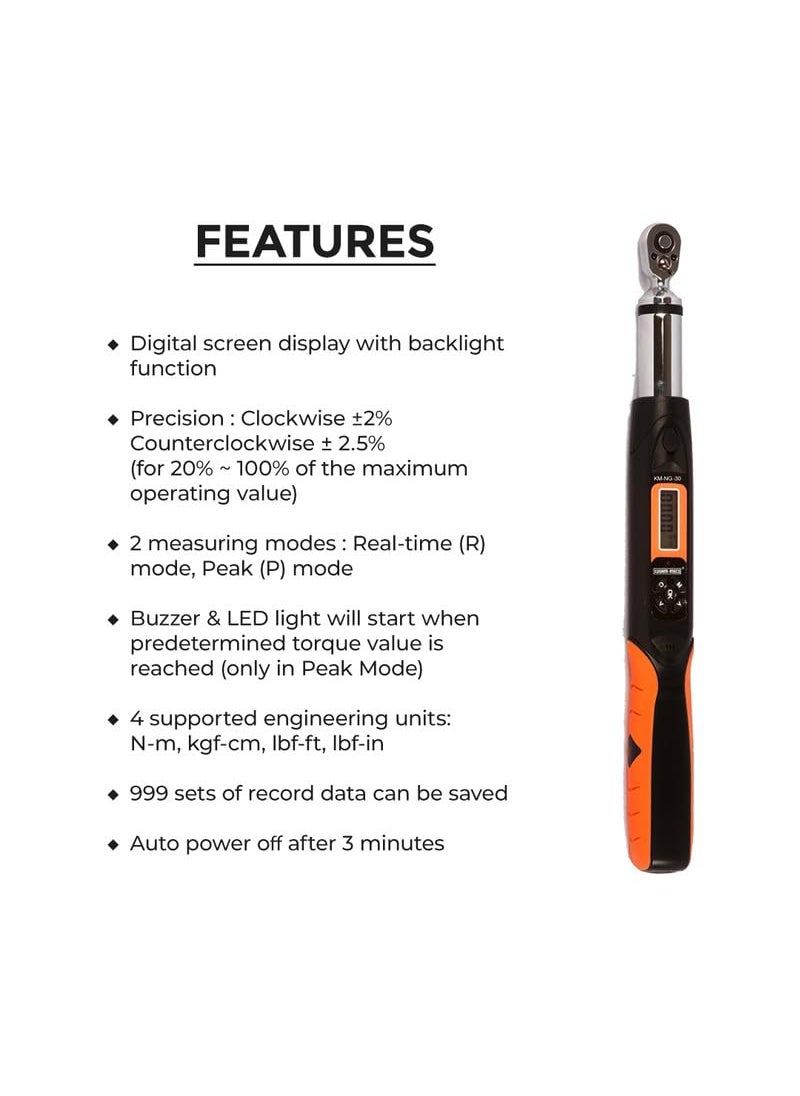 KUSAM-MECO - KUSAMMECO DIGITAL TORQUE WRENCH KM NG 30 UserFriendly Control Advanced Technology Easy Operations 1 Year Warranty - Image 1