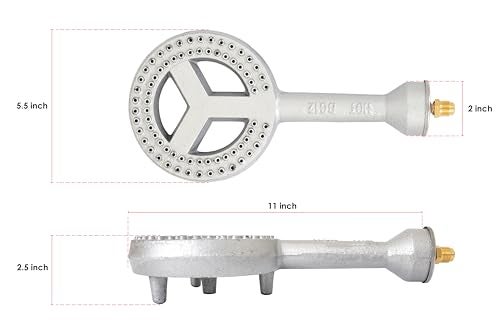 COOKAMP Cast Iron Propane Burner Head 60000 BTU with Brass Fitting Orifice (SH12RH - DIY Burner & Regulator) - Image 3