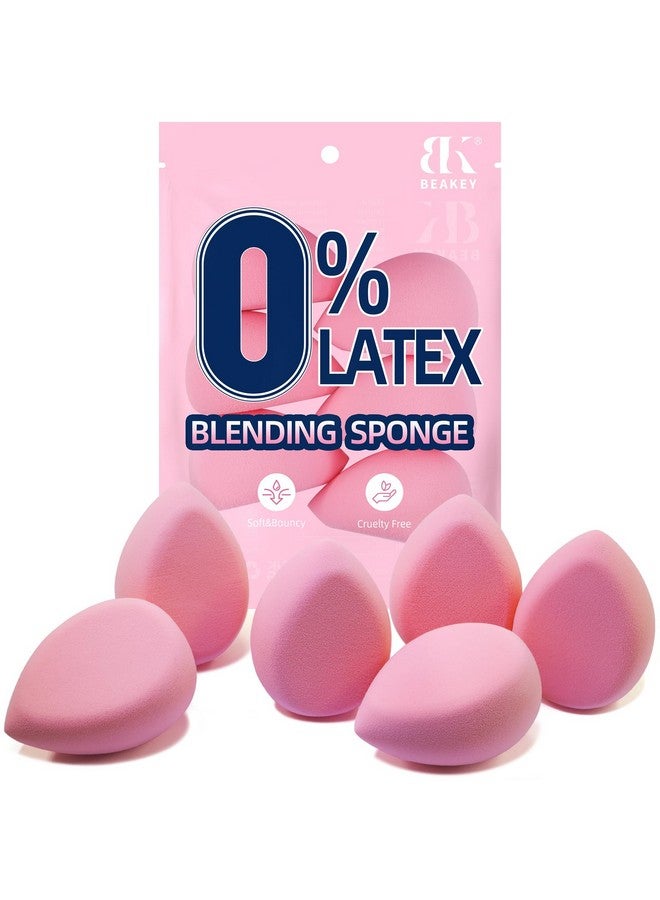 BEAKEY Flat Duo Makeup Sponge of 6, Super Soft 0 Latex Blending Sponge for Flawless Application - Liquid, Cream, Powder, Patented Design,Pink - Image 1