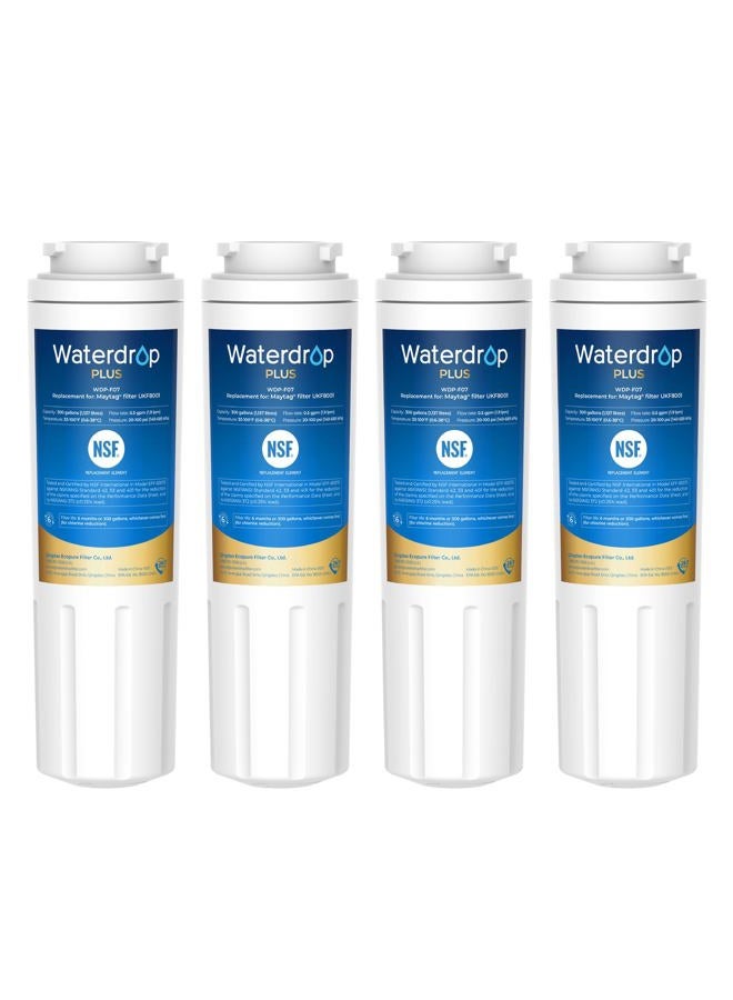 Waterdrop Plus UKF8001 NSF 401, 53 Certified Refrigerator Water Filter, 𝐑𝐞𝐝𝐮𝐜𝐞 𝐏𝐅𝐀𝐒, Replacement for Whirlpool® Everydrop® Filter 4, EDR4RXD1, Maytag UKF8001AXX, 4 Filters - Image 1