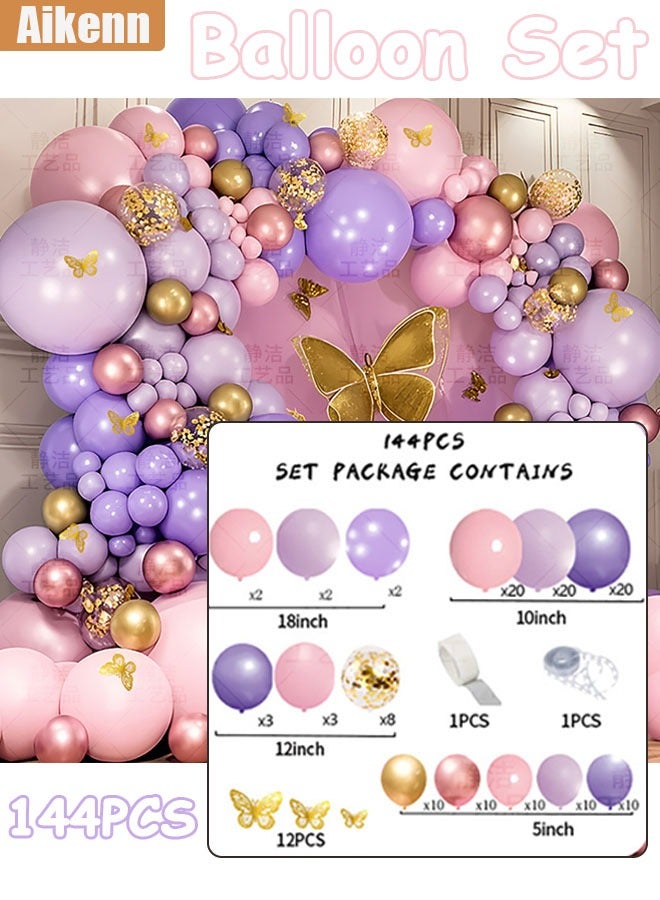 Aikenn Balloon Set: Includes 130  Balloons , 6 of 18 Inches,14 of 12 Inches,60 of 10 Inches,  50 of 5 Inches, 1 Roll Of Arch Strips And 1 Roll Of Tape. These Balloons Of Different Sizes Can Meet Your Needs For Any Style And Shape The Perfect Balloon Arch To Make Your Party Or Banquet Stand Out.  - Image 1